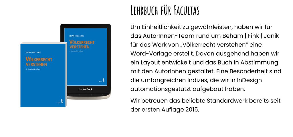 Lehrbuchproduktion mit Facultas